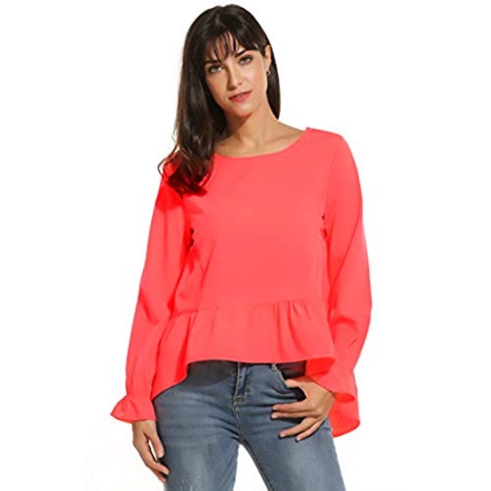 NWT Meaneor Women's Ruffle Peplum High Low Swing